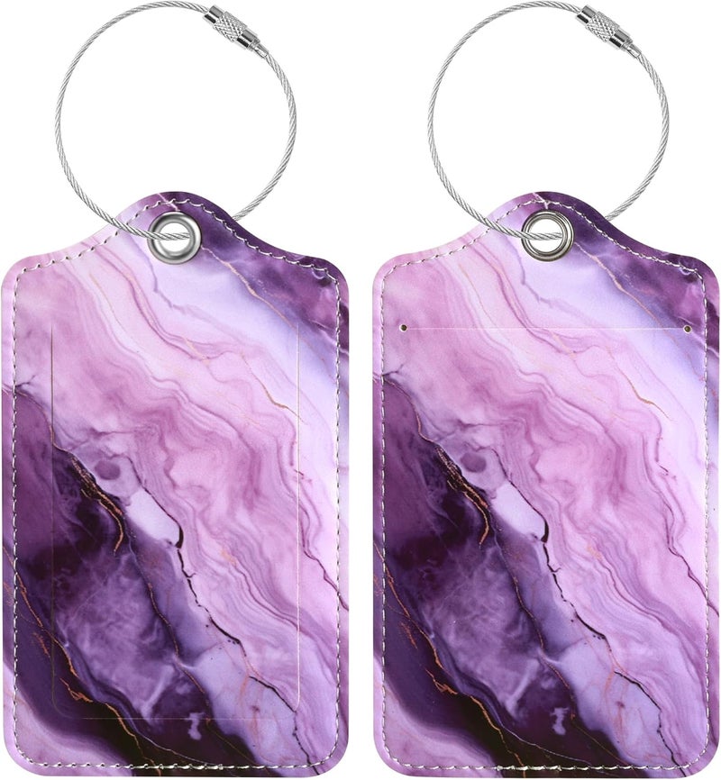 Chelmon Luggage Tags for Suitcases, 2 Pack Cute PU Leather Luggage Tag TSA Approved with Stainless Steel Loop and Address Card Baggage Tag for Travel&Hotel Stays&Cruise Ships&Shipping and Mailing - Image 1